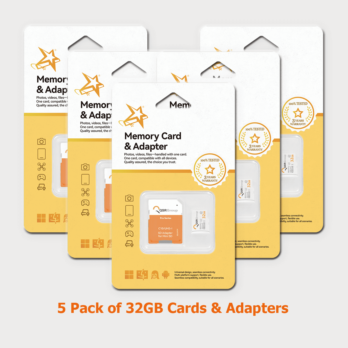 Pro-Series 32GB Micro SD Card | U3 Class10 V30 UHS-I MicroSDHC Flash Memory Card with Adapter for GoPro, Drone, Phone, Tablet, Camera, Cam (5 Pack)