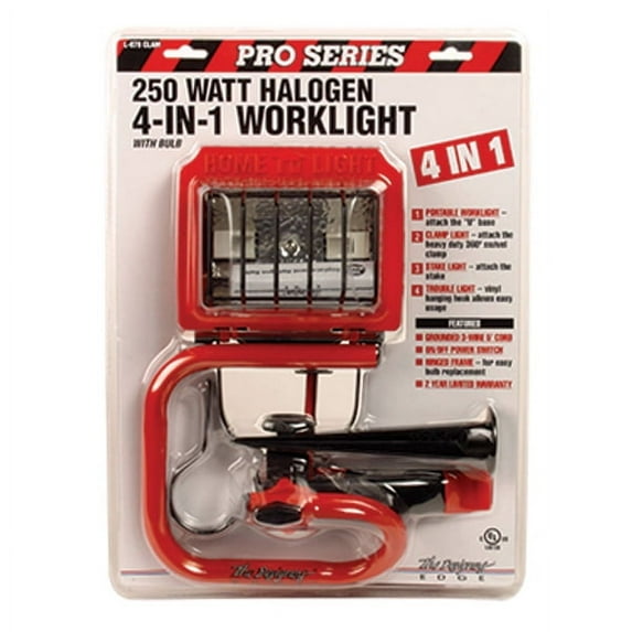 Pro Series 4-in-1 Combo Halogen Work Light w/ 250 W Bulb, 3' Cord, Red (1 Unit)