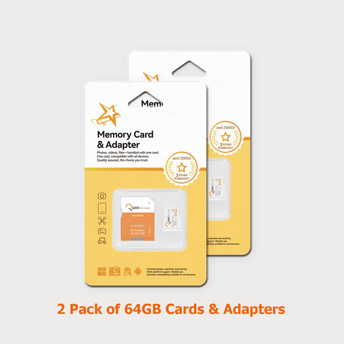 Pro-Series 64GB Micro SD Card | U3 Class10 V30 UHS-I MicroSDXC Flash Memory Card with Adapter for Nintendo Switch, Drone, 4K Video Camera, Phone (2 Pack)