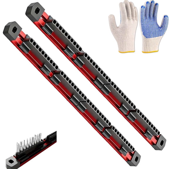 Pro-Series Aluminum Magnetic Hex Bit Organizer,40-Slot 1/4" Drive Holder,High Strength Magnetic Secure Grip, Storage Fast Access,for Workshop (2PCS)