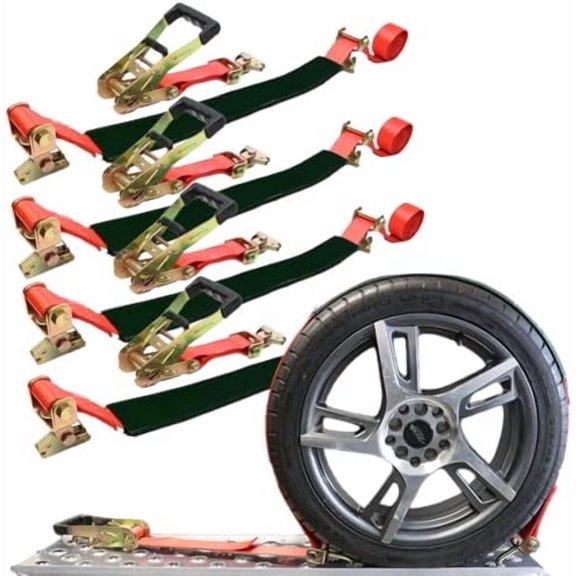 Pro Series Car Tie Down - E Track Rolling Idler 2 Inch x 8 Feet - 4 Pack Red Straps$$Tools & Hardware Other