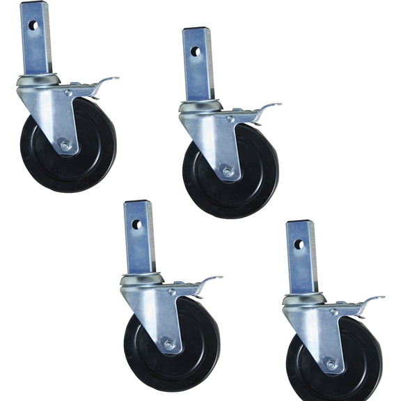 Pro-Series Heavy-Duty 5" Hard Rubber Locking Caster, Set of 4