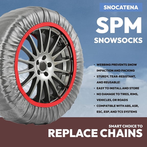 Pro Series Snow Socks for Tires, Tire Socks for Cars, Pickups, SUV, and Trucks, Alternative to Tire Chains, Snow Traction Device, Winter Emergency Accessory, Pack of 2