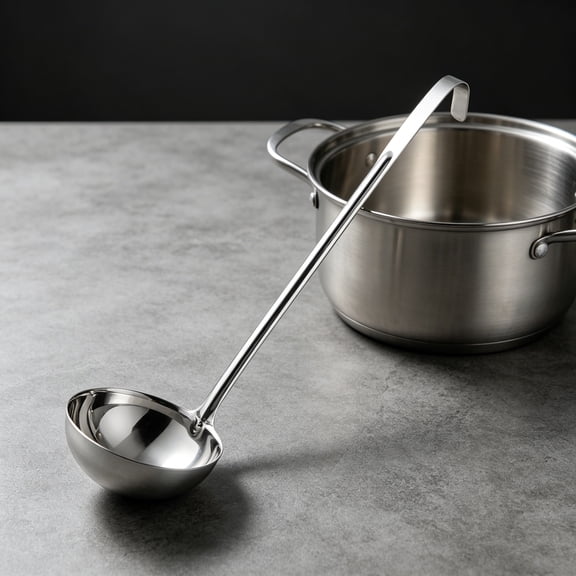 Pro Series Stainless Steel Culinary Ladle, 24-Ounce, One-Piece Dishwasher Safe Home, Restaurant, Buffet and Catering Serving Ladle for Sauces, Soup, Gravy, and Salad Dressing
