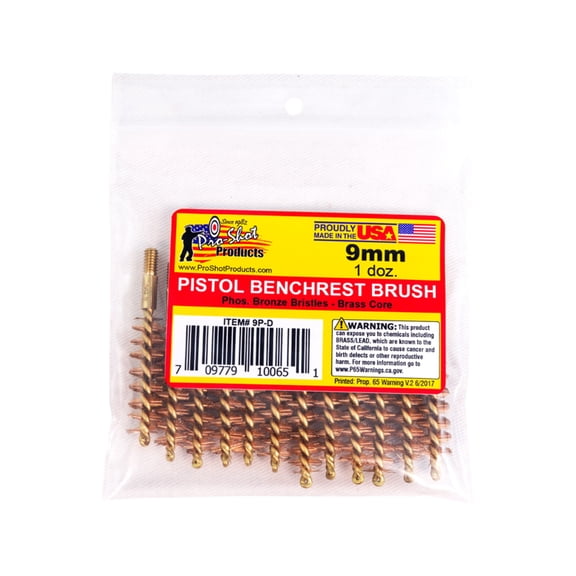 Pro-Shot 9mm Pistol Brush Dozen Pack, 12 Quantity