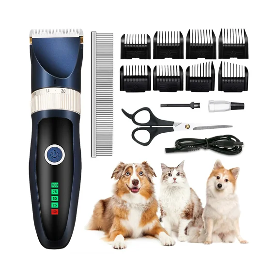Pro Silent Pet Hair Grooming Clipper Trimmer Shaver Dog Electric Shaver Set UK