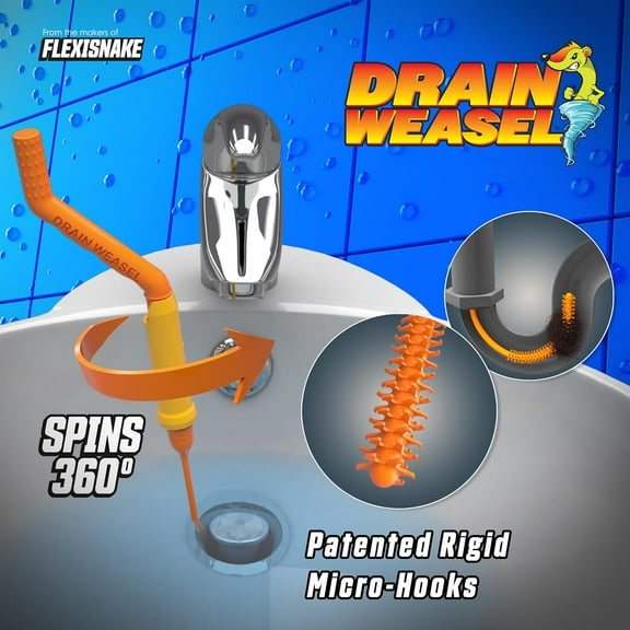 Pro Sink Snake Hair Clog Remover Tool, 18-Inch Long, Flexible, Reusable Wands, USA