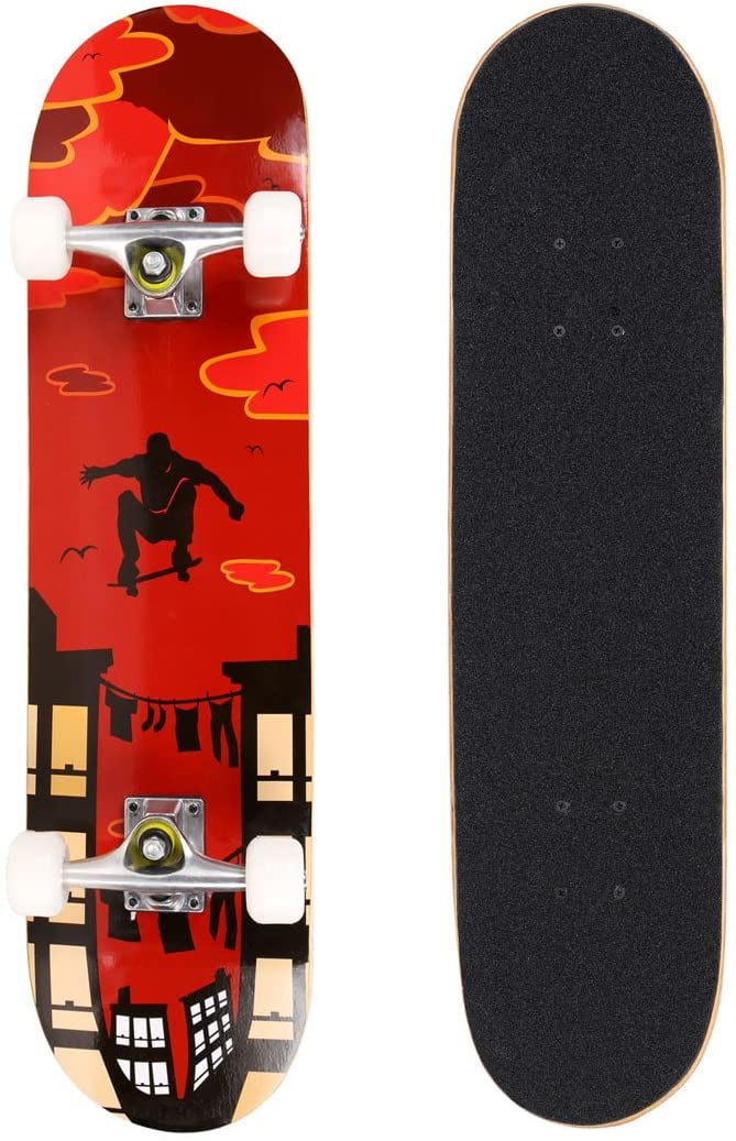 Pro Skateboard 31" X 8" Complete Skateboard, 9 Layer Maple Wood