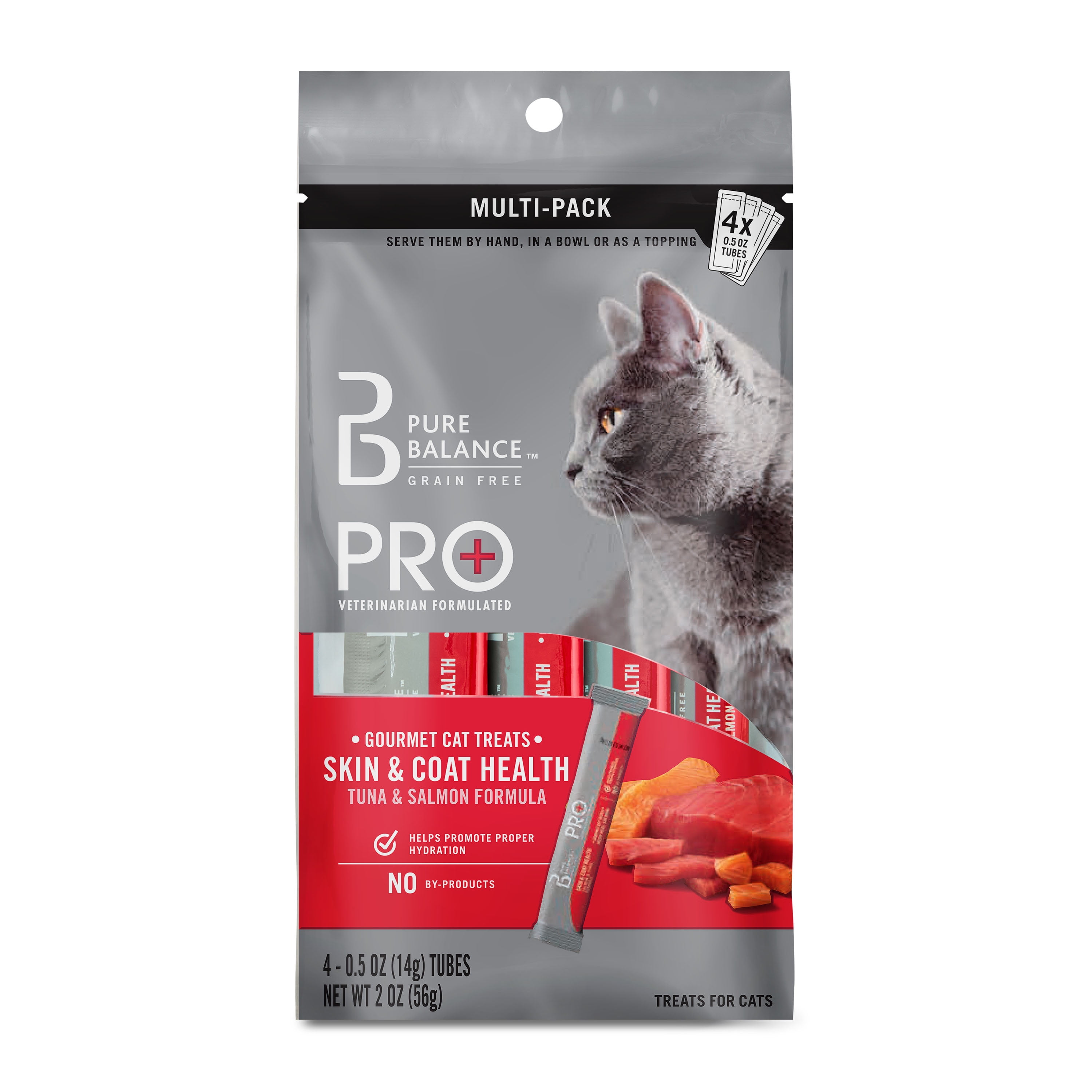 Pure Balance Pro+ Gourmet Wet Cat Treats, Tuna & Salmon Formula, 0.5 oz Pouches, 4 Count