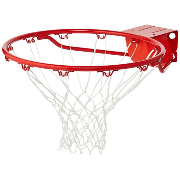 Pro Slam Professional Basketball Rim, Sturdy Steel Construction with Spring Mechanism, Outdoor Play Ready, Comes with Weatherproof Net, Red