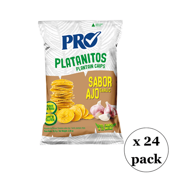 Pro Snack - Plantain chips garlic 2.46 oz pack x24 units