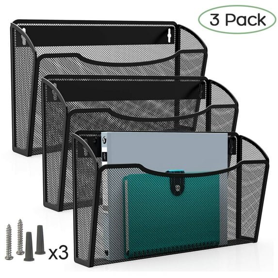 Pro Space 3-Pocket Wall Mount File Organizer Office Mesh Collection