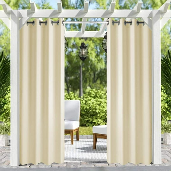 Pro Space 50" x 108" Indoor/Outdoor Curtains Grommet Curtain (1 panel - Beige)