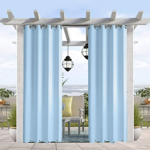 Pro Space 50" x 108" Indoor/Outdoor Curtains Grommet Curtain on Top and Bottom (1 panel - Blue)