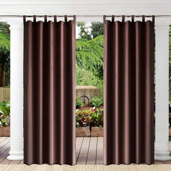 Pro Space 50" x 108" Outdoor Curtain Panel for Porch Patio Privacy Drape Top Tab Window Curtain with UV Ray Protected and Waterproof(2 Panel - coffee)
