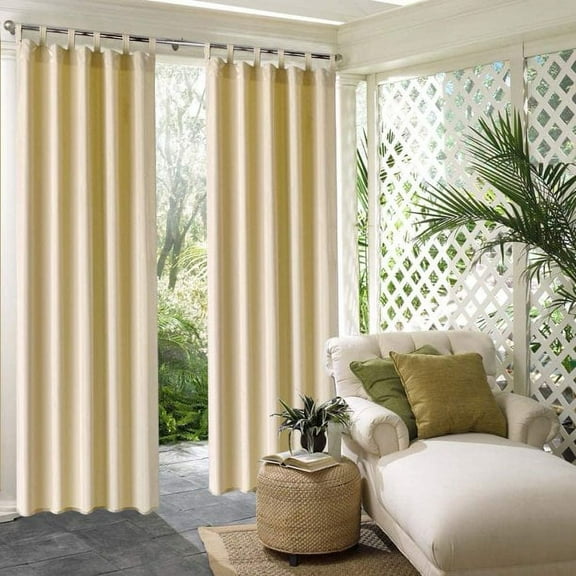 Pro Space 50" x 84" Outdoor Curtain Panels Patio Privacy Screen Blackout UV Ray Protected Waterproof Outdoor Drape Front Porch (2 Panel - Beige)