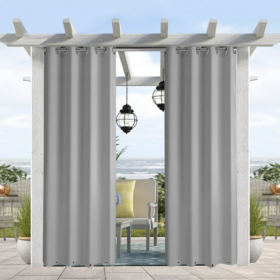 Pro Space 50" x 96" Indoor/Outdoor Curtains Grommet Curtain on Top and Bottom (1 panel - Gray)