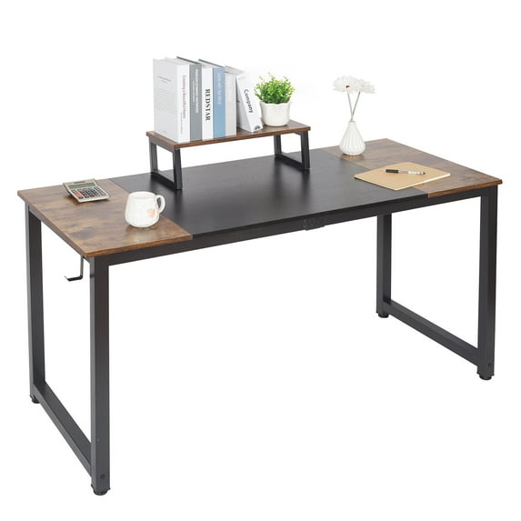 Pro Space Computer Desk 55" for Home Office Study Writing Table Modern Simple Style, Black