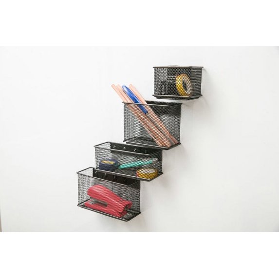 Pro Space Hanging Magnetic Pencil Holder Metal Mesh Storage Basket Perfect for School,Home,Office(Black)