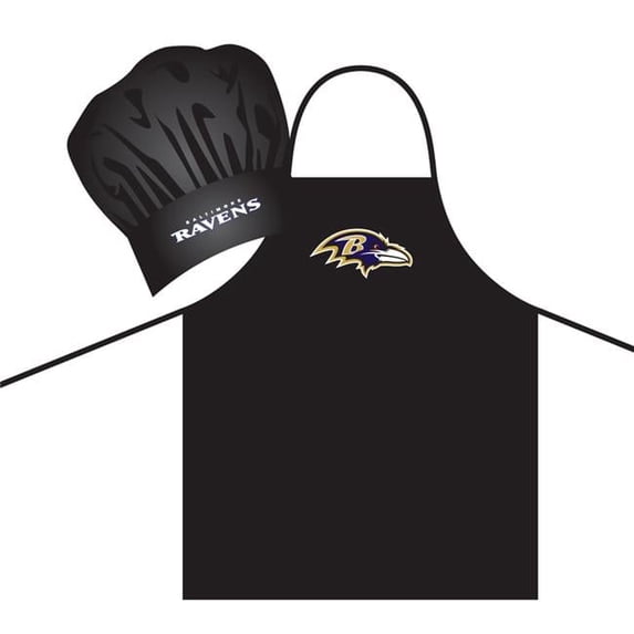 Pro Specialties Group PSG-Z180044 Baltimore Ravens NFL Barbeque Apron and Chef s Hat