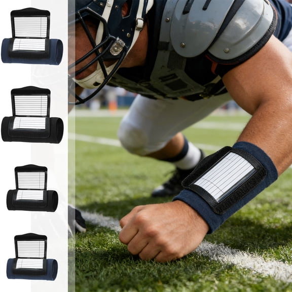 Pro Sports Play Wrist Football Play Wristbands, Multifunctional Wrist Guard, Adjustable Sports Plan Wristband for Football, Baseball & Athletic Game Use, Navy, M