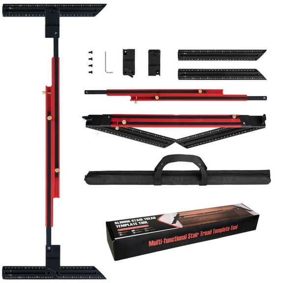 Pro Stair Tread Template Tool with Dual Nut Gauge Precision Stair Measuring Tool for Carpenters, Builders & Contractors, Ideal for Step Installation Projects