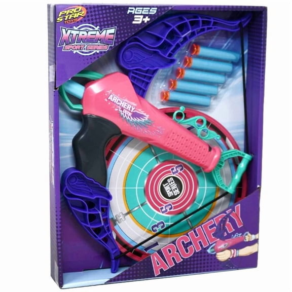 Pro Star Toys Xtreme Sport Series Pink Toy Archery Set with Bow, Arrows, and Target