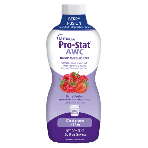 Pro-Stat Advanced Wound Care (AWC), Concentrated Liquid Protein Medical Food - Berry Fusion, 30 Fl Oz Bottle (Case of 4)