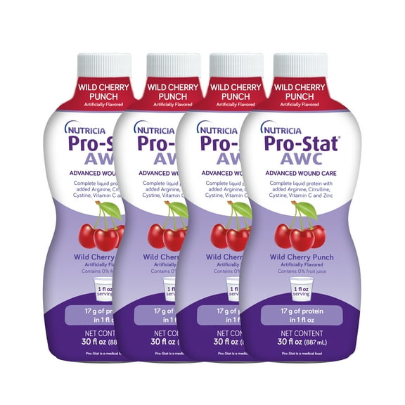 Pro-Stat Advanced Wound Care (AWC), Concentrated Liquid Protein Medical Food - Wild Cherry, 30 fl oz Bottle (Case of 4)