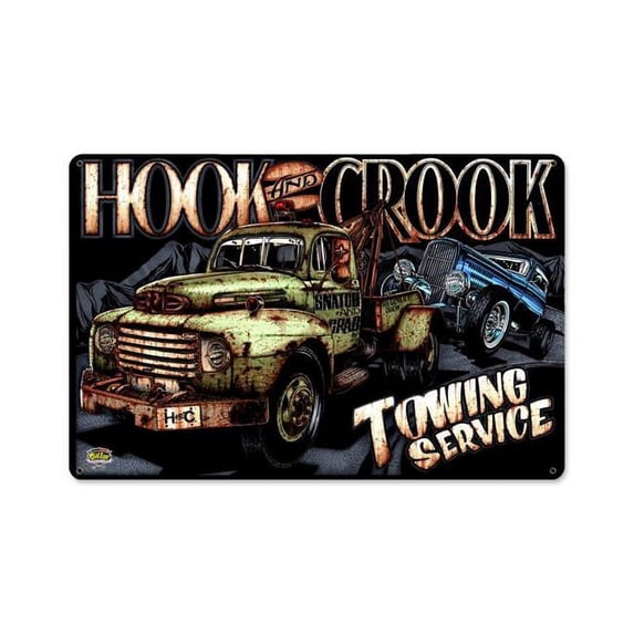 Pro Street Diecast SLP033 Hook Crook Towing Metal Sign
