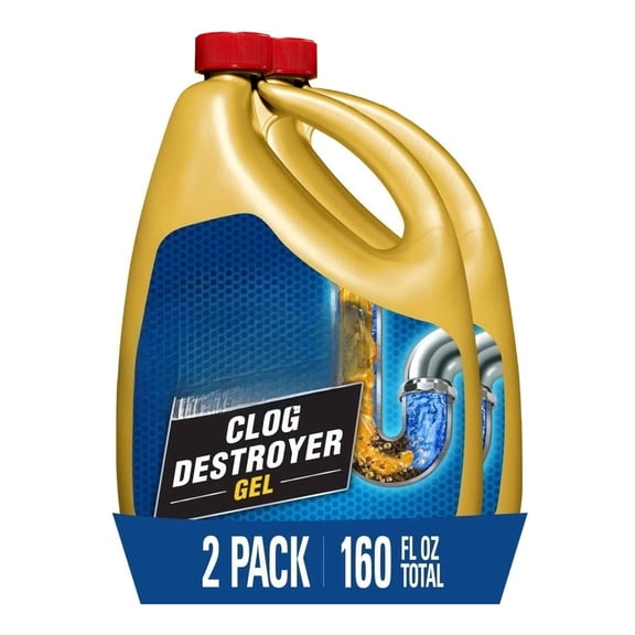Pro - Strength Full Clog Destroyer Gel Plus PipeGuard: Unscented Drain Cleaner for Shower and Bathroom, 2 - Pack, 160 fl oz