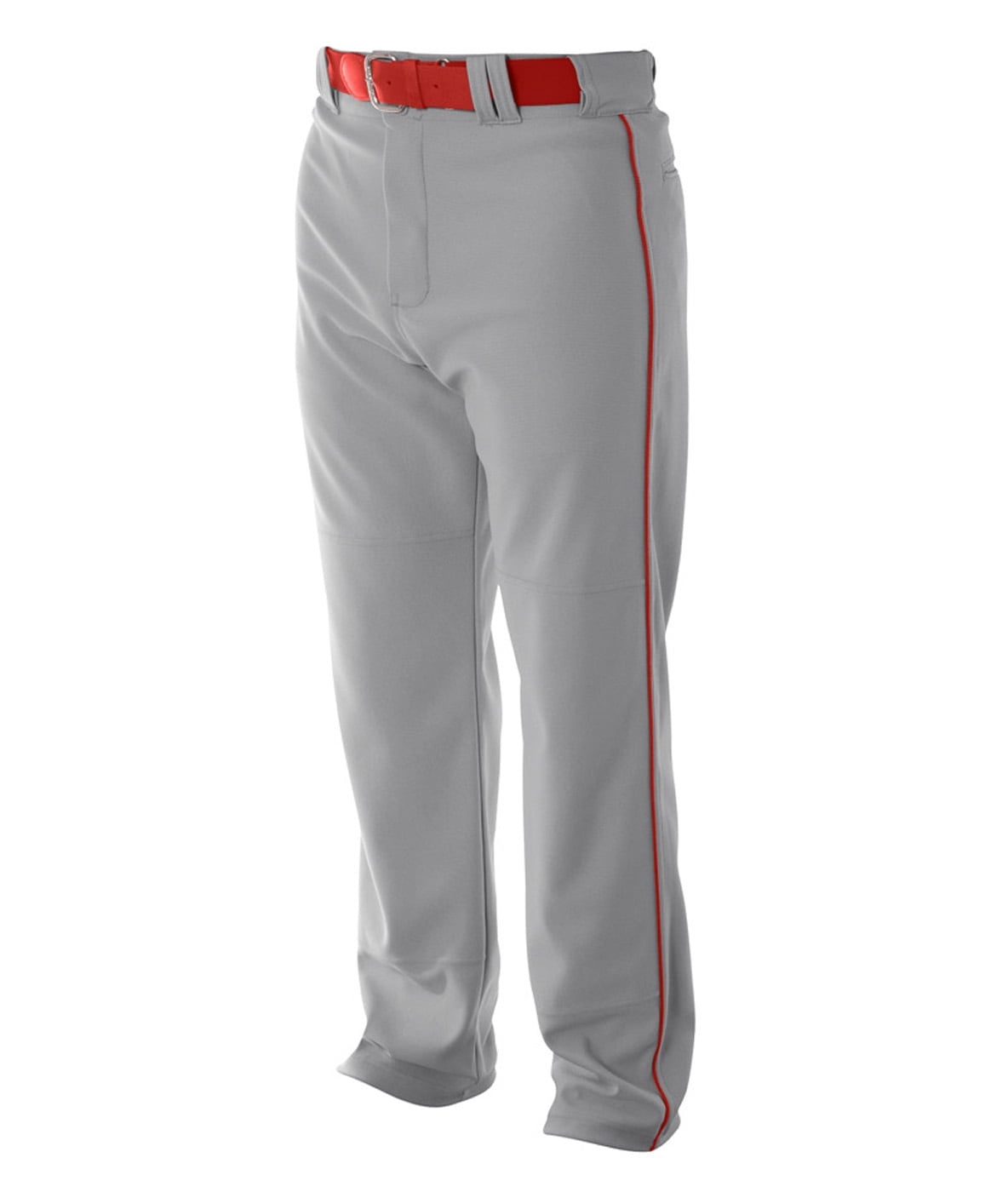 A4 Pro-Style Open Bottom Baseball Pant For Men in White Scarlet