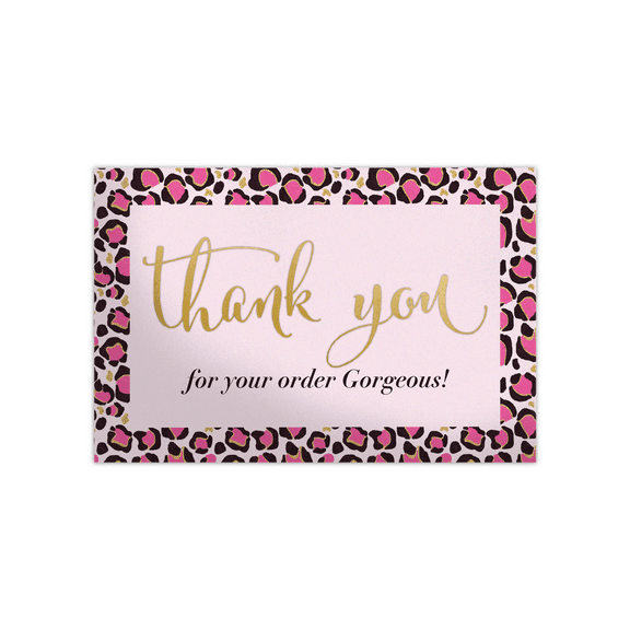 Pro Supply Global (50) Count of 4x6 Pink Leopard Thank You Insert Cards