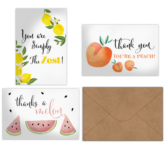 Pro Supply Global Fruit Thank You Cards With Envelopes 24 Count Assortment