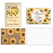 Pro Supply Global Sunflower Thank You Cards With Envelopes 24 Count Assortment