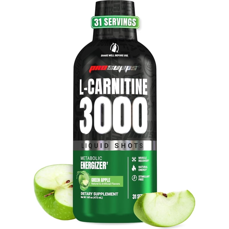 l carnitina shots PROSUPPS L-Carnitine 3000ml Stimulant Free Liquid for Men & Women (31 Servings, Green Apple) CONCEIVE PLUS Motility Support Shred Colour:Unflavoured