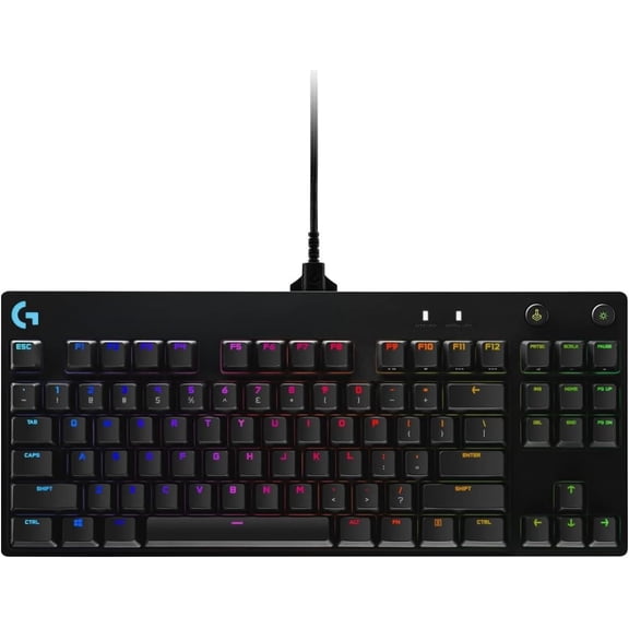 Pro TKL Mechanical Wired Gaming Keyboard GX Blue Clicky Switch and LIGHTSYNC RGB Backlit Keys 12 programmable F-key macros Black - 920-009388 ()