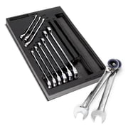 Pro Tech Sae Reversible Ratcheting Combination Wrench Set, Black - 11 Piece