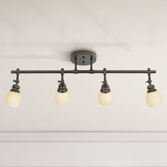 Pro Track Elm Park 4-Head Complete Ceiling or Wall Track Light Fixture Kit Oil Rubbed Bronze Finish Amber Glass 36" Wide