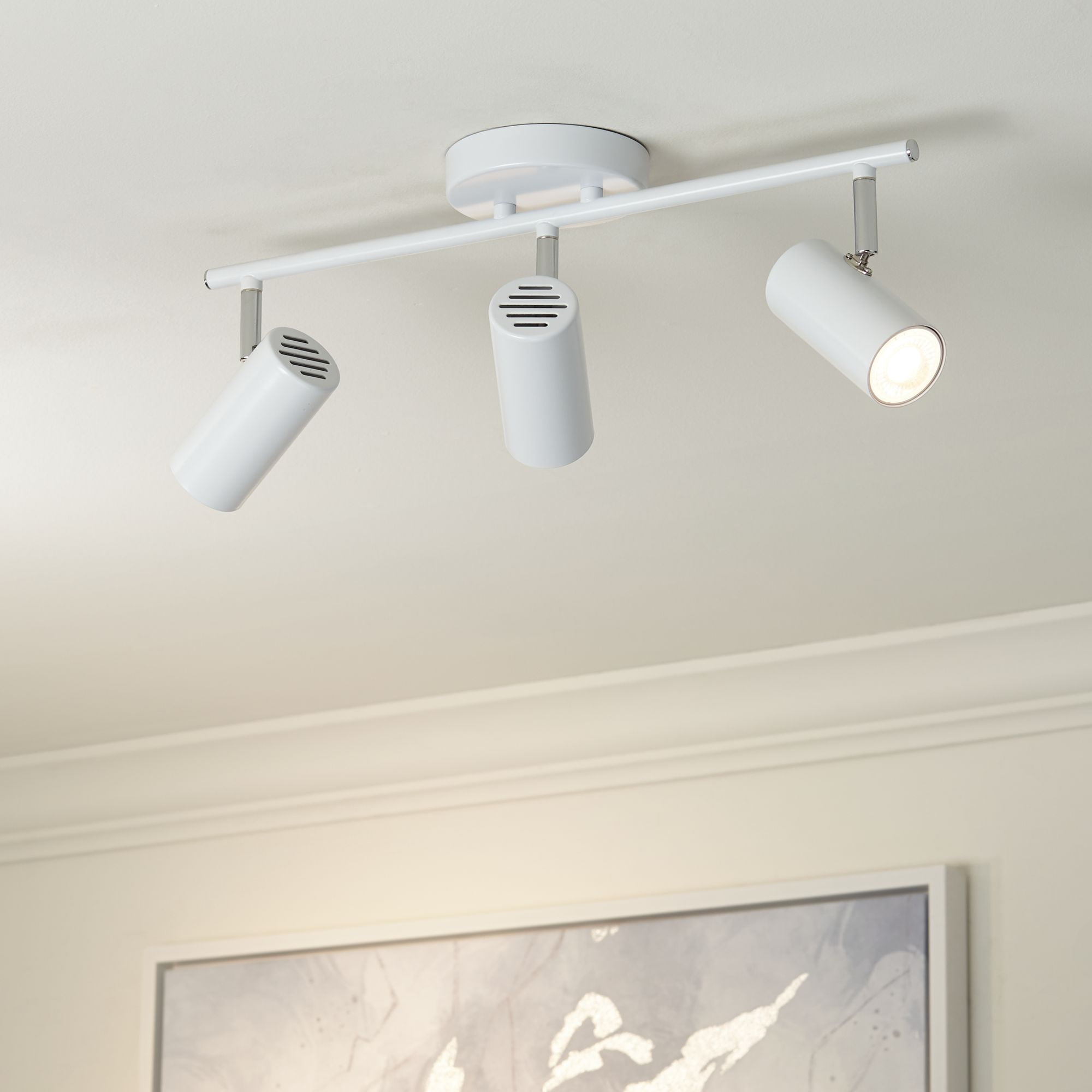 White Metal 3-Head LED Ceiling Track Light Fixture