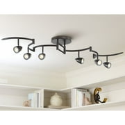 Pro Track Heavy Duty Axel 6-Head LED Ceiling Track Light Fixture Kit Spot Light GU10 Black Metal Farmhouse Rustic Kitchen 72 Wide