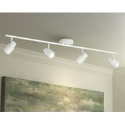 Pro Track Melson 4-Head 6.5W LED Ceiling Track Light Fixture Kit Spot Light GU10 Dimmable White Modern Kitchen Bathroom 40" Wide