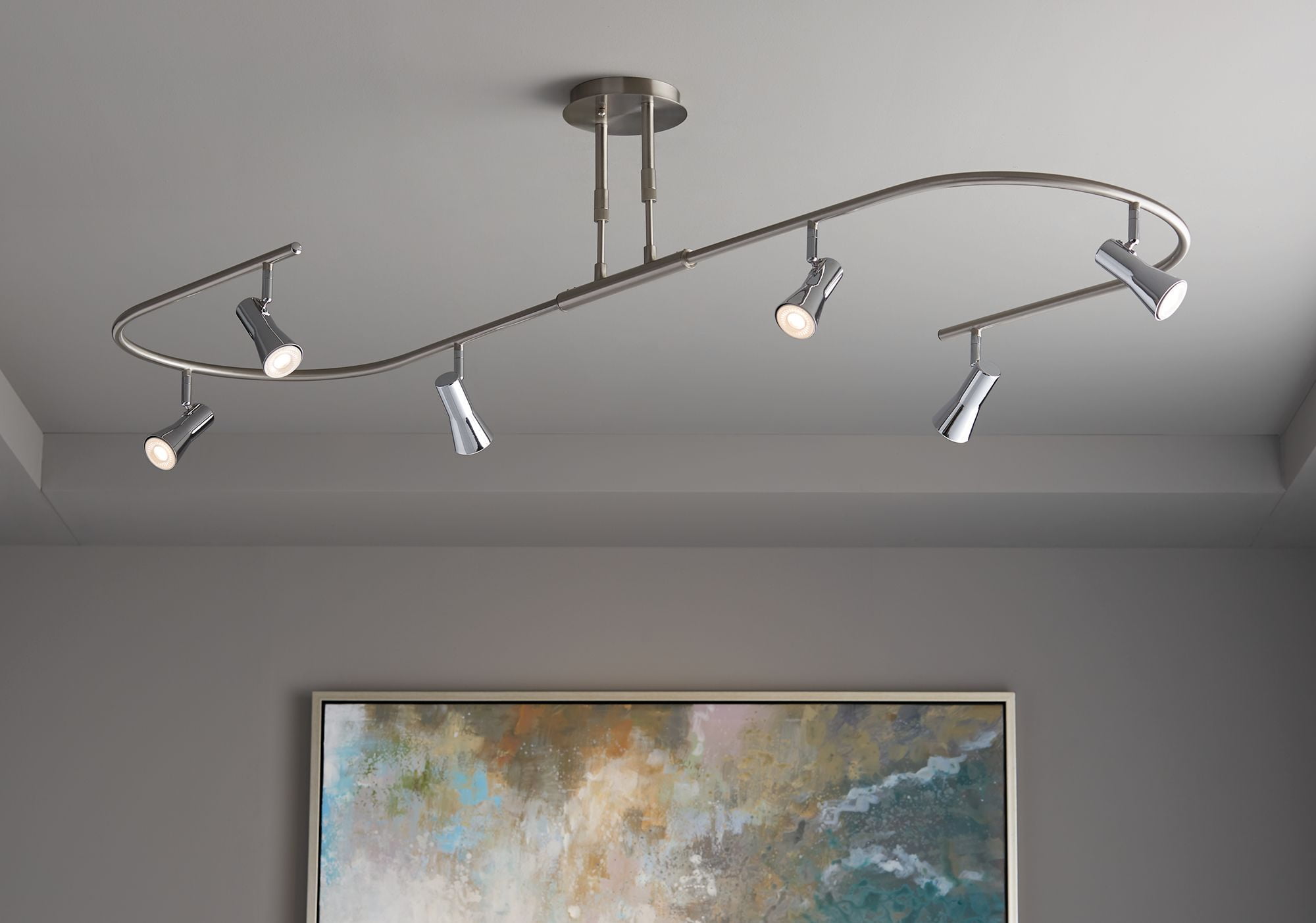 Adjustable Brushed Nickel LED Ceiling Track Light with 6 Heads