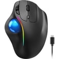 thumbnail image 1 of Pro  Trackball ,   with  Thumb Control, USB-C Rechargeable, RGB Light Mice with Adjustable DPI, 3-Device Connectivity (BT or 2.4G),for PC//Laptop - Black, 1 of 6