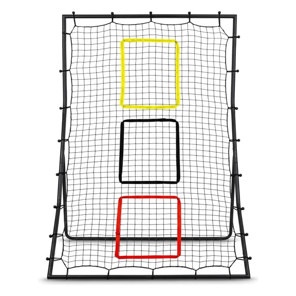Pro Training Rebounder Net for Baseball & Softball – 6ft x 4ft Practice Aid with 3 Goal Zones – Pitching & Fielding Trainer – Perfect for Team Sports, Black