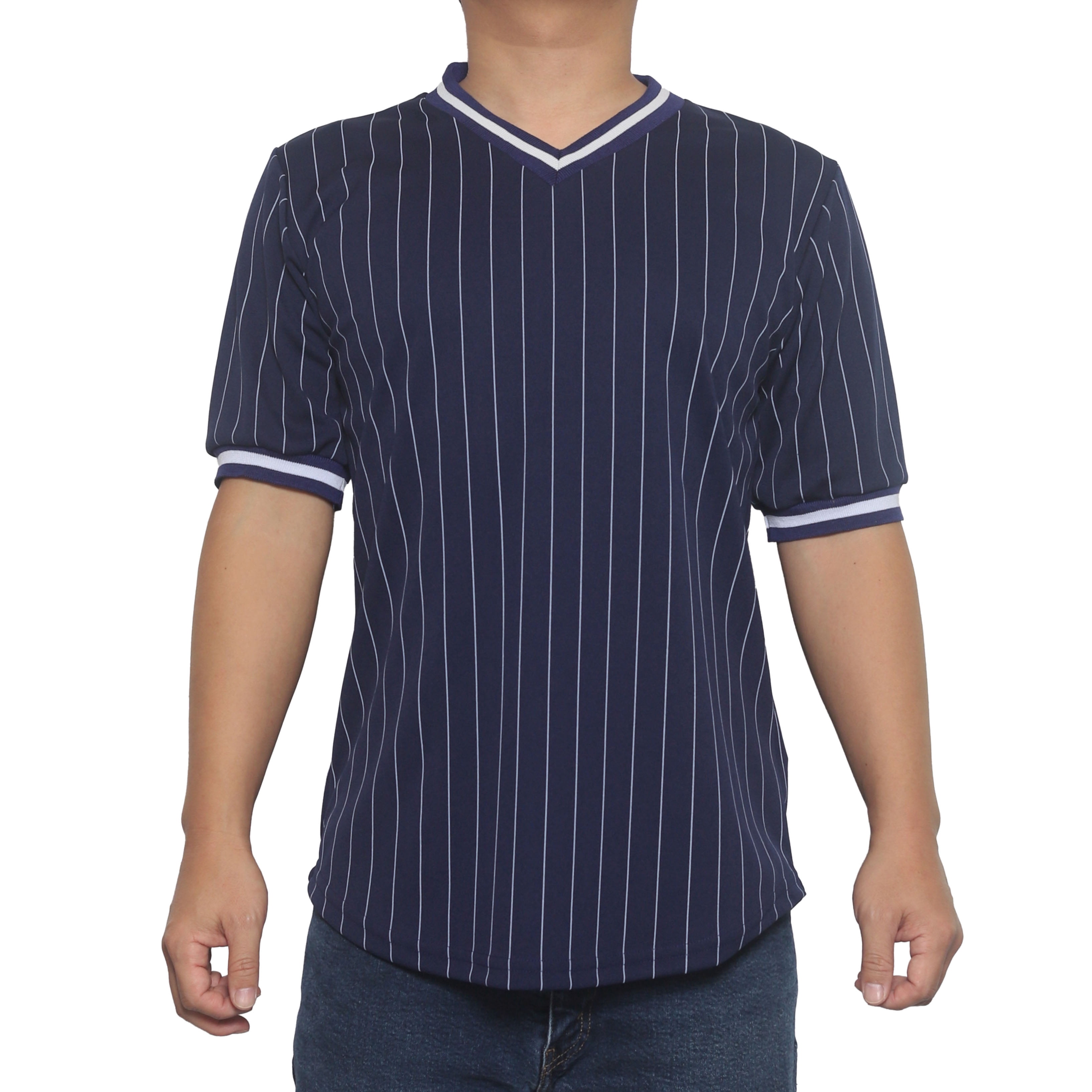 Men'S Tobacco Stripe Short Sleeve Mock Neck Shirt main image 1