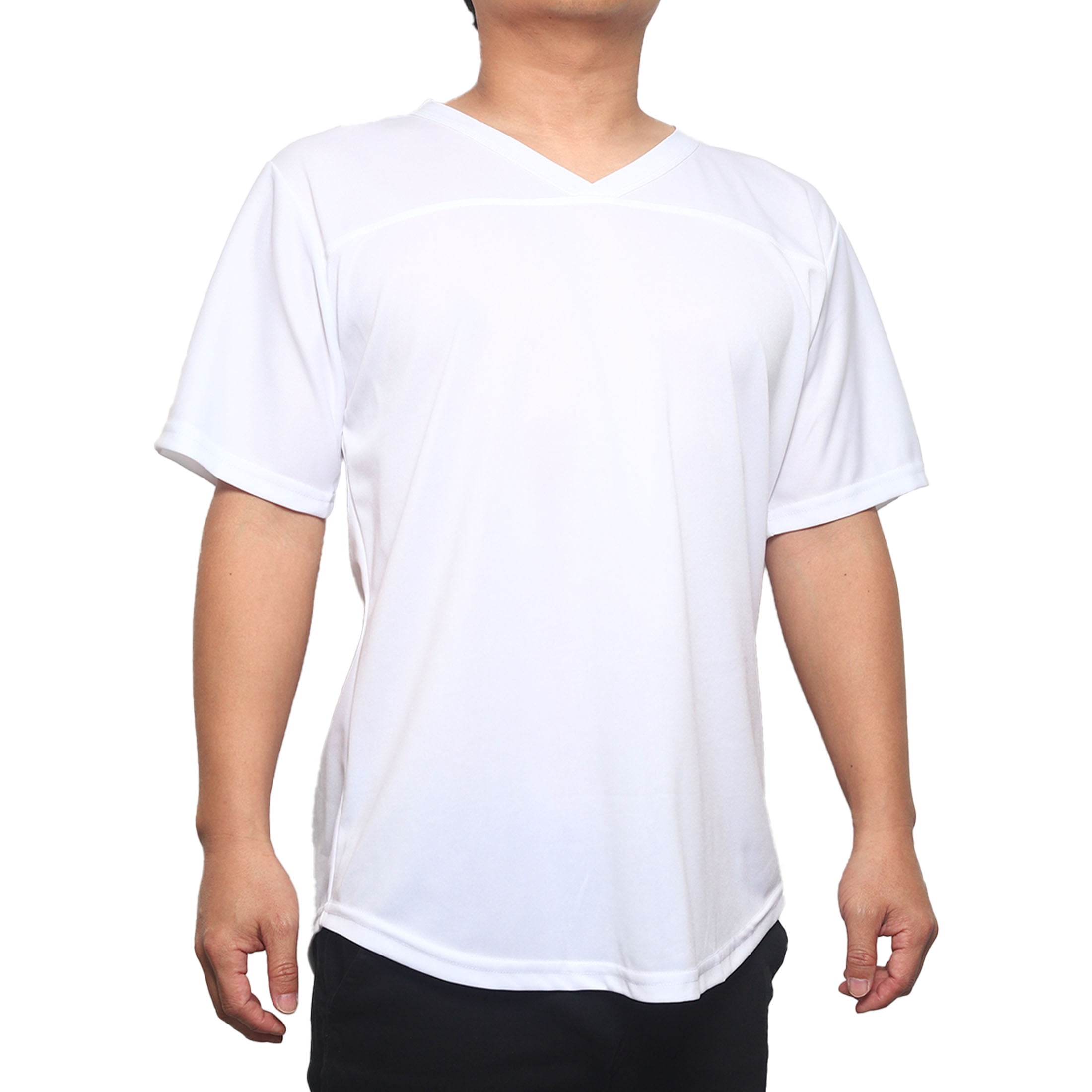 Pro USA Mens V-Neck T Shirt Short Sleeve Solid Basic Tee Large White