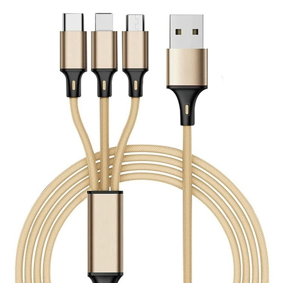 Pro USB 3in1 Multi Cable Compatible with your Apple iPhone 12/12 Pro/12 Pro Max/12 Mini Data Universal Extra Strength for Fast Quick Charging Speeds! (Gold)