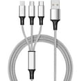 thumbnail image 1 of Pro USB 3in1 Multi Cable Compatible with Google Chromebook/PixelBook Go/Pixel Slate Data Universal Extra Strength for Fast Quick Charging Speeds! (Silver), 1 of 5