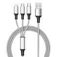 thumbnail image 1 of Pro USB 3in1 Multi Cable Compatible with LG G4/K8/Q6/Google Nexus 7/Nexus 6/ASUS Zen 8 Data Universal Extra Strength for Fast Quick Charging Speeds! (Silver), 1 of 5